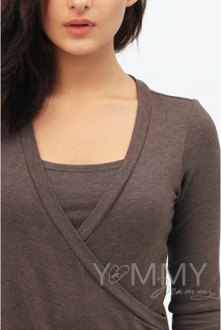 Платье для кормящих и беременных со складками, мускат меланж