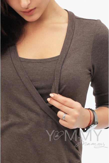 Платье для кормящих и беременных со складками, мускат меланж