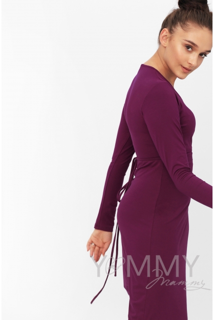 Платье на запах для кормящих и беременных, темная орхидея