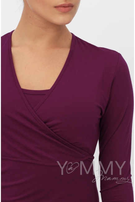 Платье на запах для кормящих и беременных, темная орхидея