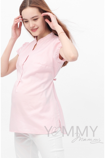 Рубашка с коротким рукавом для кормящих и беременных, розовая