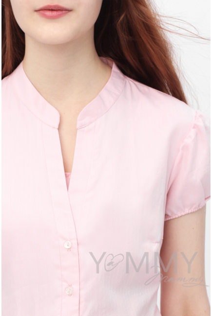 Рубашка с коротким рукавом для кормящих и беременных, розовая
