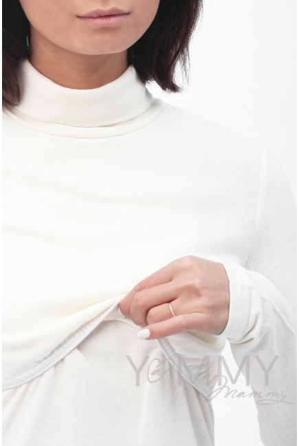 Водолазка со сборкой по низу для беременных и кормящих, цвет экрю