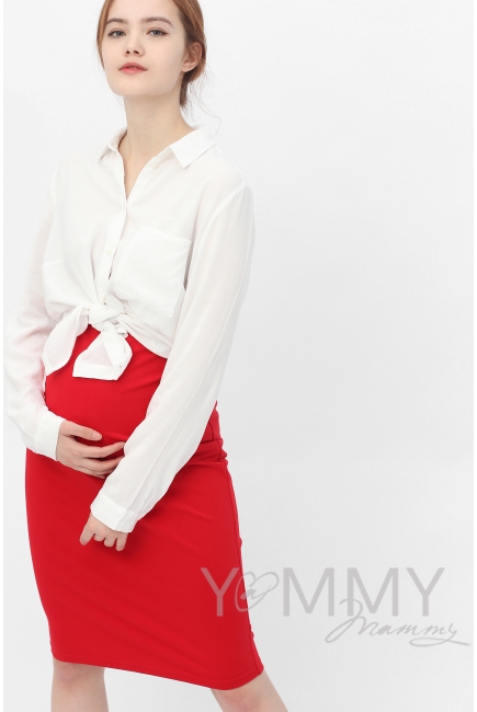 Юбка-карандаш для кормящих и беременных универсальная, красная