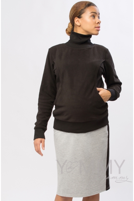 Юбка-карандаш для беременных и родивших универсальная, серый меланж/черный