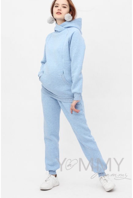 Костюм для кормящих и беременных с начесом, голубой