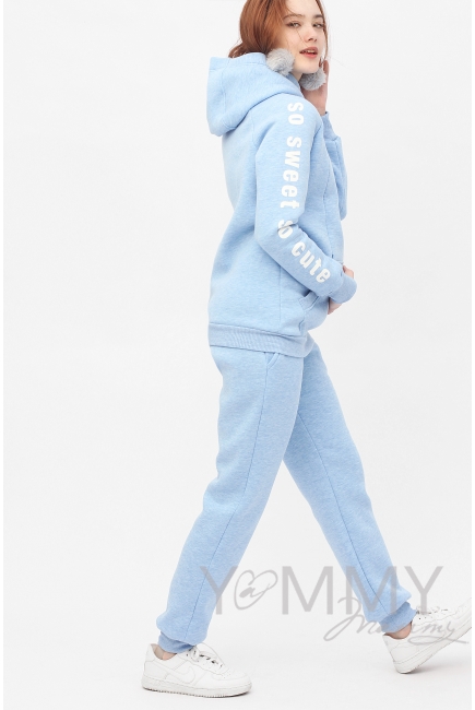 Костюм для кормящих и беременных с начесом, голубой