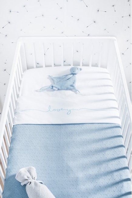 Вязаный плед для новорожденного с мехом Jollein Soft, голубой