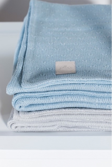 Вязаный плед для новорожденного с мехом Jollein Soft, голубой