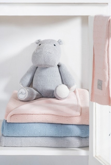 Вязаный плед для новорожденного с мехом Jollein Soft, розовый