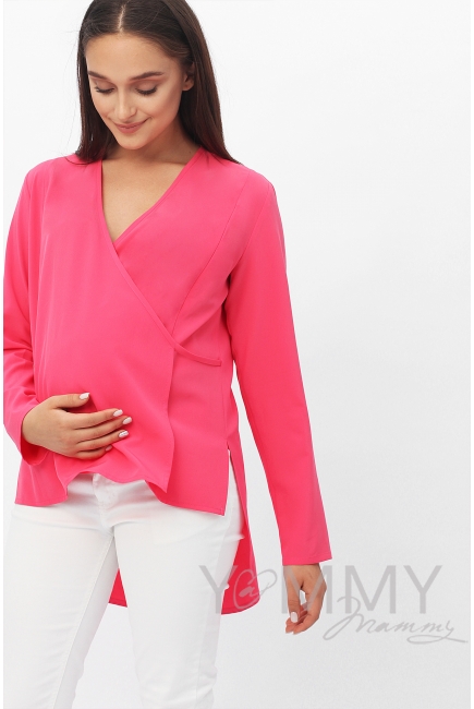 Блуза для кормящих и беременных на запах, фуксия