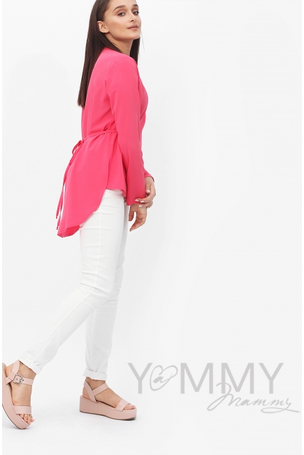 Блуза для кормящих и беременных на запах, фуксия