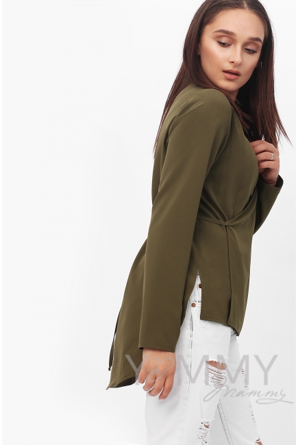 Блуза для беременных и кормящих на запах, цвет хаки