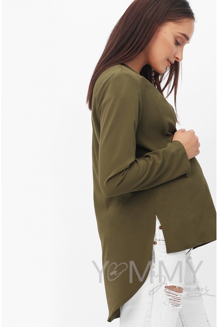 Блуза для беременных и кормящих на запах, цвет хаки