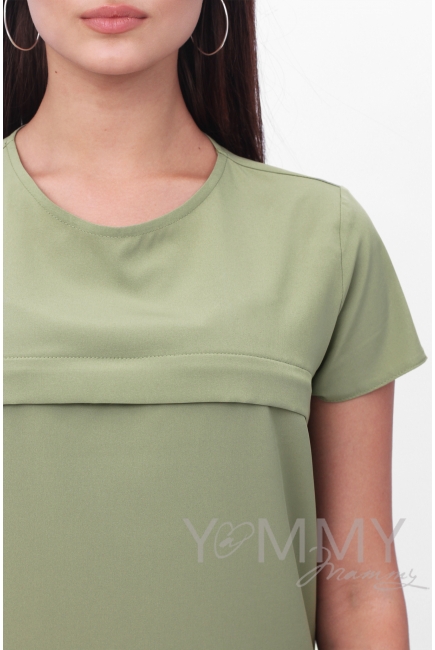 Блуза для кормящих и беременных с воланом, цвет олива