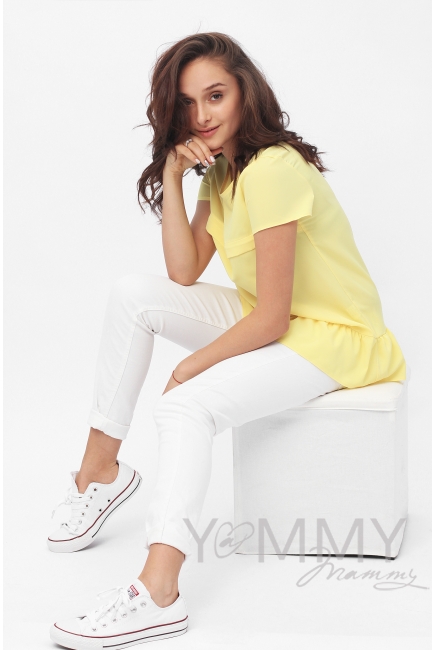 Блуза для беременных и  кормящих с воланом, цвет желтый