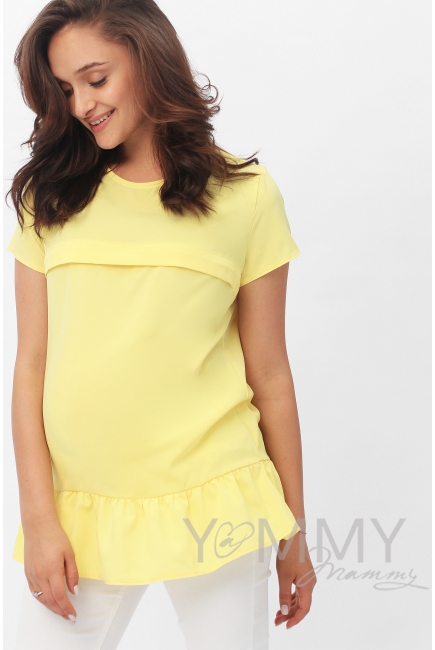 Блуза для беременных и  кормящих с воланом, цвет желтый