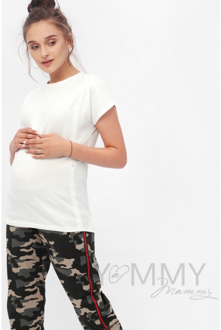 Футболка для кормящих и беременных с серебряным напылением, цвет белый