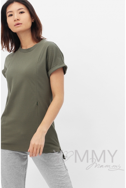Футболка для кормящих и беременных, цвет хаки