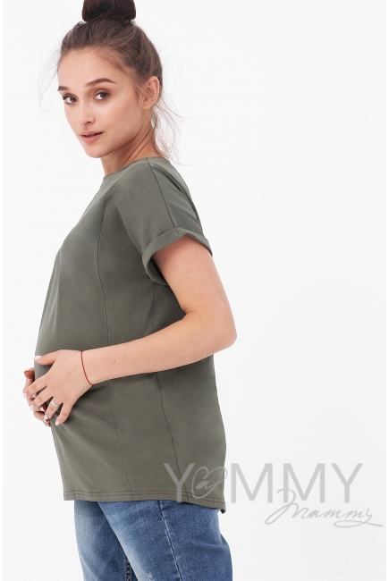 Футболка для беременных и кормящих, хаки