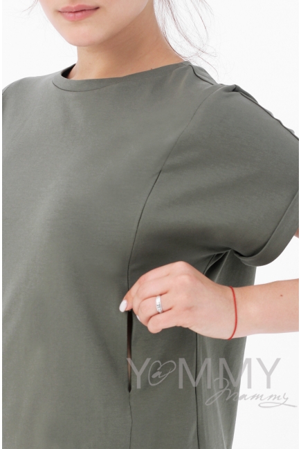 Футболка для беременных и кормящих, хаки