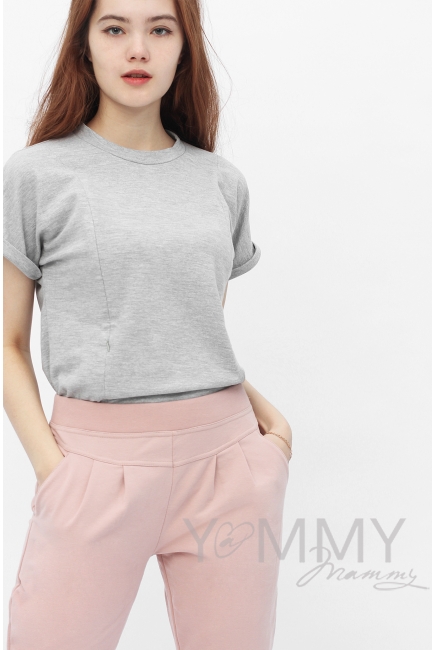 Футболка для кормящих и беременных, цвет серый меланж