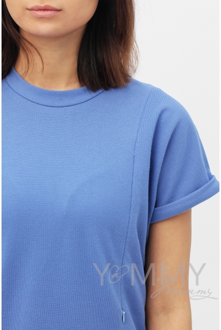 Футболка для беременных и кормящих, светло-синий