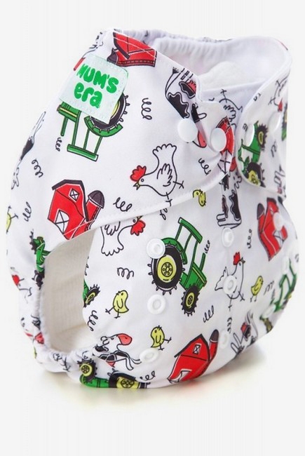 Многоразовый подгузник "Mums Era", Ферма белый (1 вкладыш)