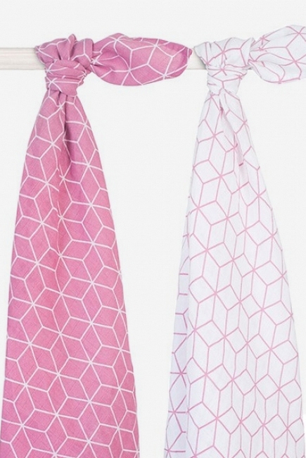 Муслиновые пеленки для новорожденных большие Jollein, Graphic Mauve