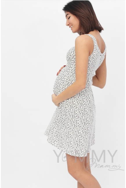 Ночная сорочка - топ экрю / сердечки