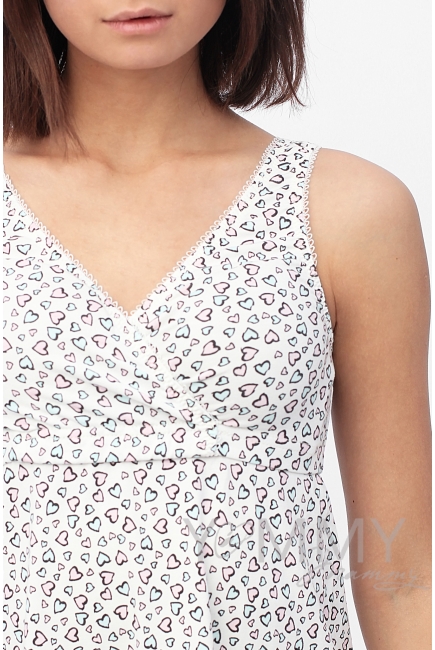 Ночная сорочка - топ экрю / сердечки