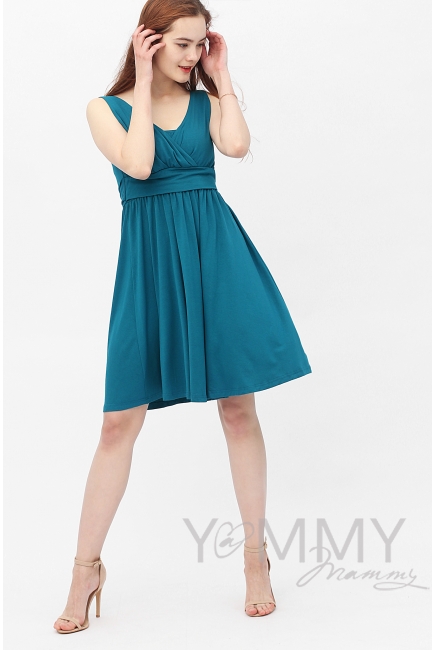 Платье-сарафан для беременных и кормящих, изумрудное