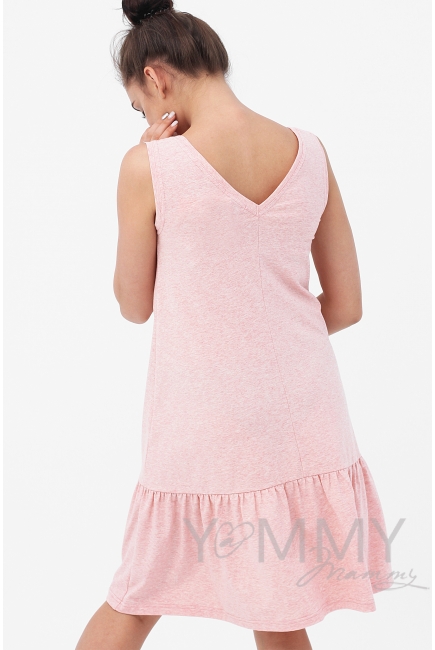 Платье-сарафан для кормящих и беременных, розовый меланж