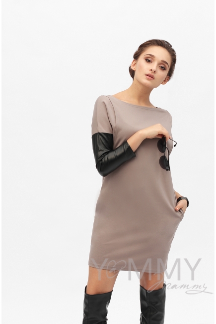 Платье-туника для беременных и кормящих, капучино