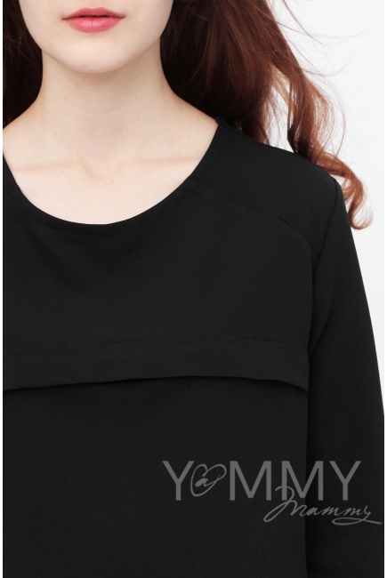 Платье для кормящих и беременных с кружевом, цвет черный