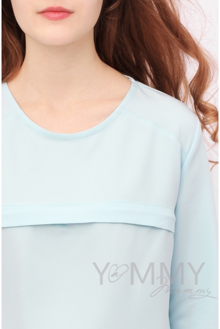 Платье для кормящих и беременных с кружевом, небесно-голубое