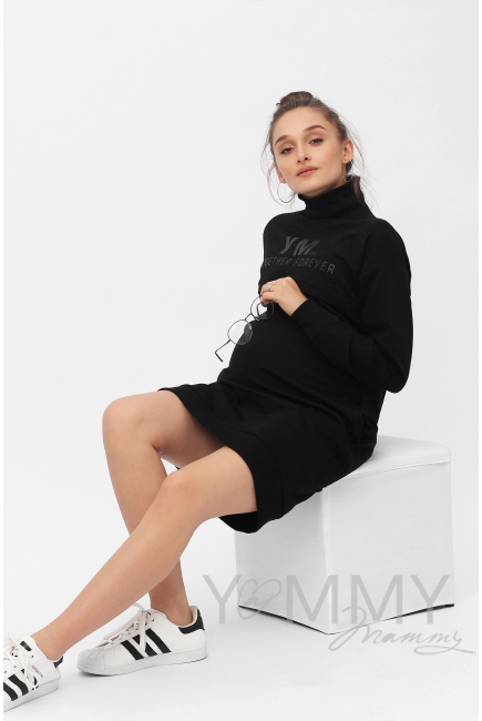 Платье для кормящих и беременных с принтом, цвет черный