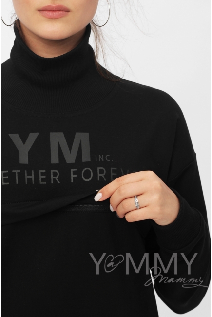 Платье для кормящих и беременных с принтом, цвет черный