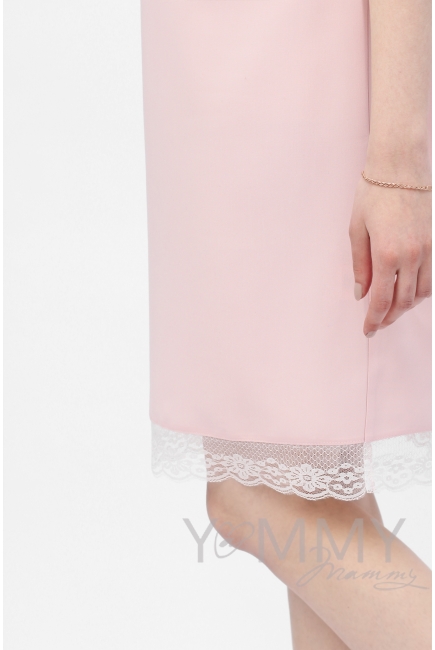 Платье для беременных и кормящих с кружевом, цвет жемчужно-розовый