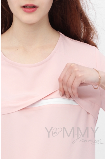 Платье для беременных и кормящих с кружевом, цвет жемчужно-розовый