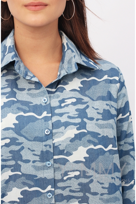 Рубашка для беременных и кормящих джинсовая, цвет милитрари