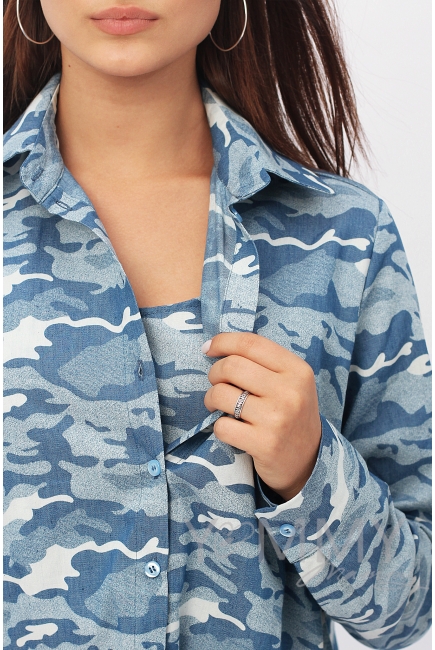 Рубашка для беременных и кормящих джинсовая, цвет милитрари