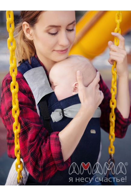 Эрго-рюкзак Light, Jeans синий с поясной сумочкой