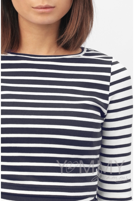 Платье для беременных и кормящих, в сине-белую полоску