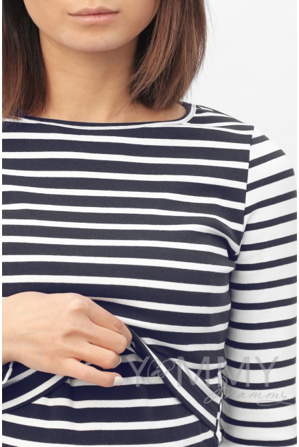 Платье для беременных и кормящих, в сине-белую полоску