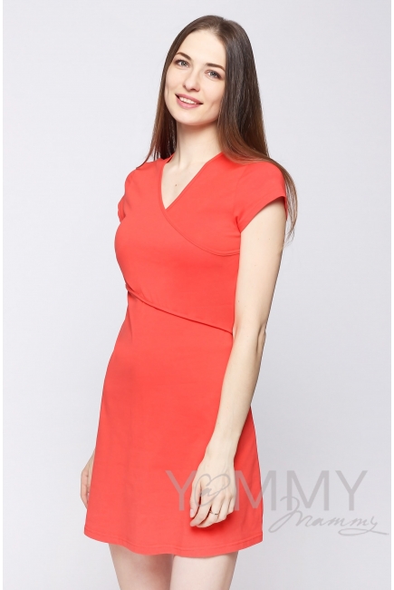 Платье-кимоно для дома трикотажное, цвет "алый"