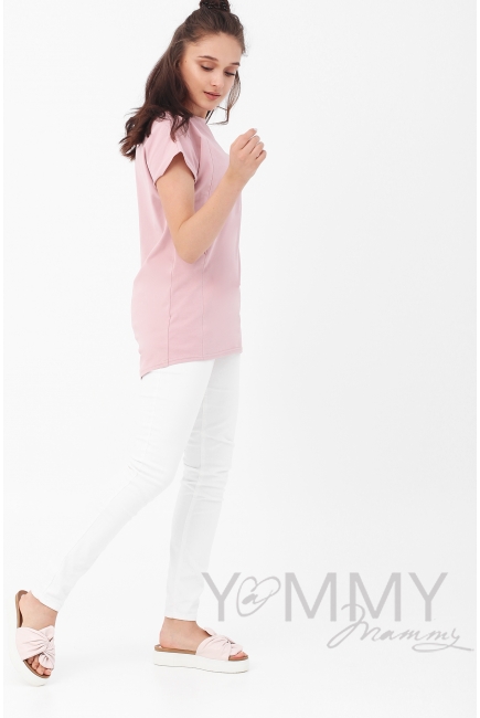 Футболка для беременных и кормящих, розовая