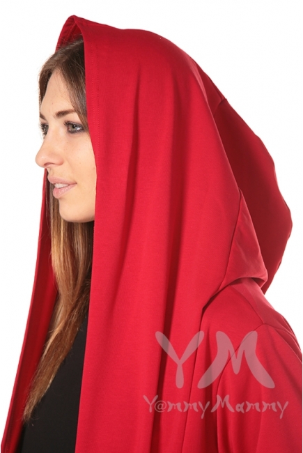 Кардиган с капюшоном для беременных и кормящих, красный