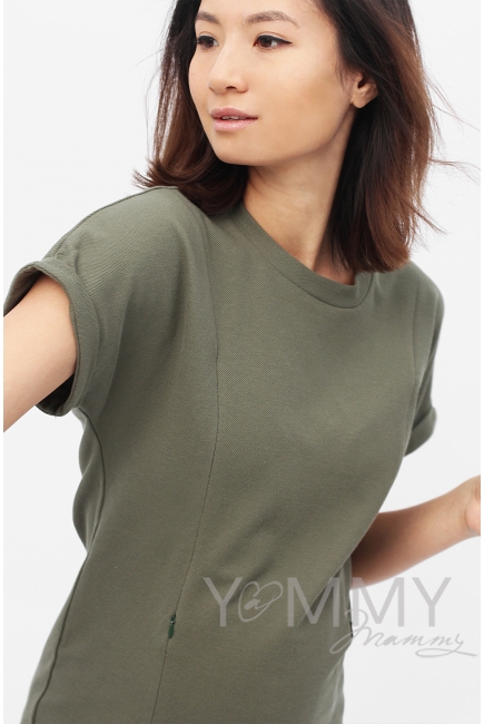 Футболка для кормящих и беременных, цвет хаки