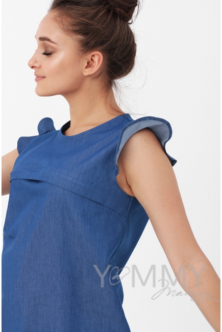 Платье для кормящих и беременных джинсовое, цвет синий